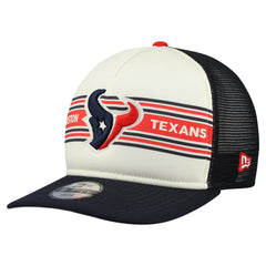 Houston Texans New Era Youth Banner 9FIFTY A-Frame Adjustable Trucker Hat - Cream/Navy on sale