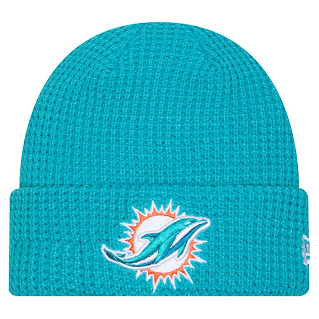 Miami Dolphins New Era Youth Waffle Cuffed Knit Hat - Aqua discount