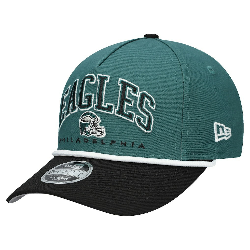 Philadelphia Eagles New Era Preschool Arch COOLERA 9FORTY A-Frame M-Crown Adjustable Hat - Green/Black for sale