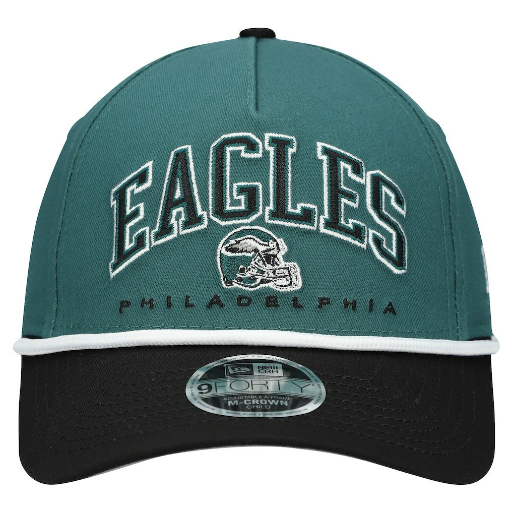 Philadelphia Eagles New Era Preschool Arch COOLERA 9FORTY A-Frame M-Crown Adjustable Hat - Green/Black for sale