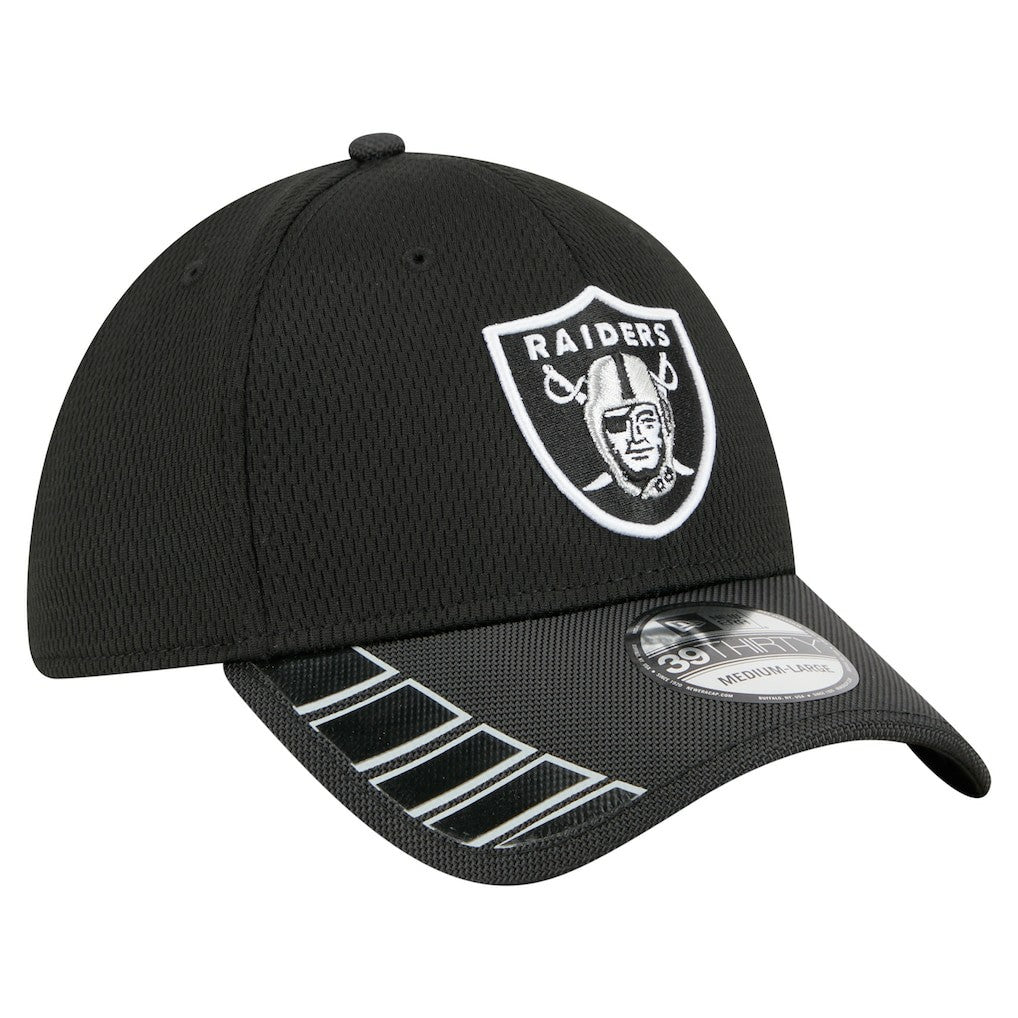 Las Vegas Raiders New Era Visor Hit 39THIRTY Flex Hat - Black discount