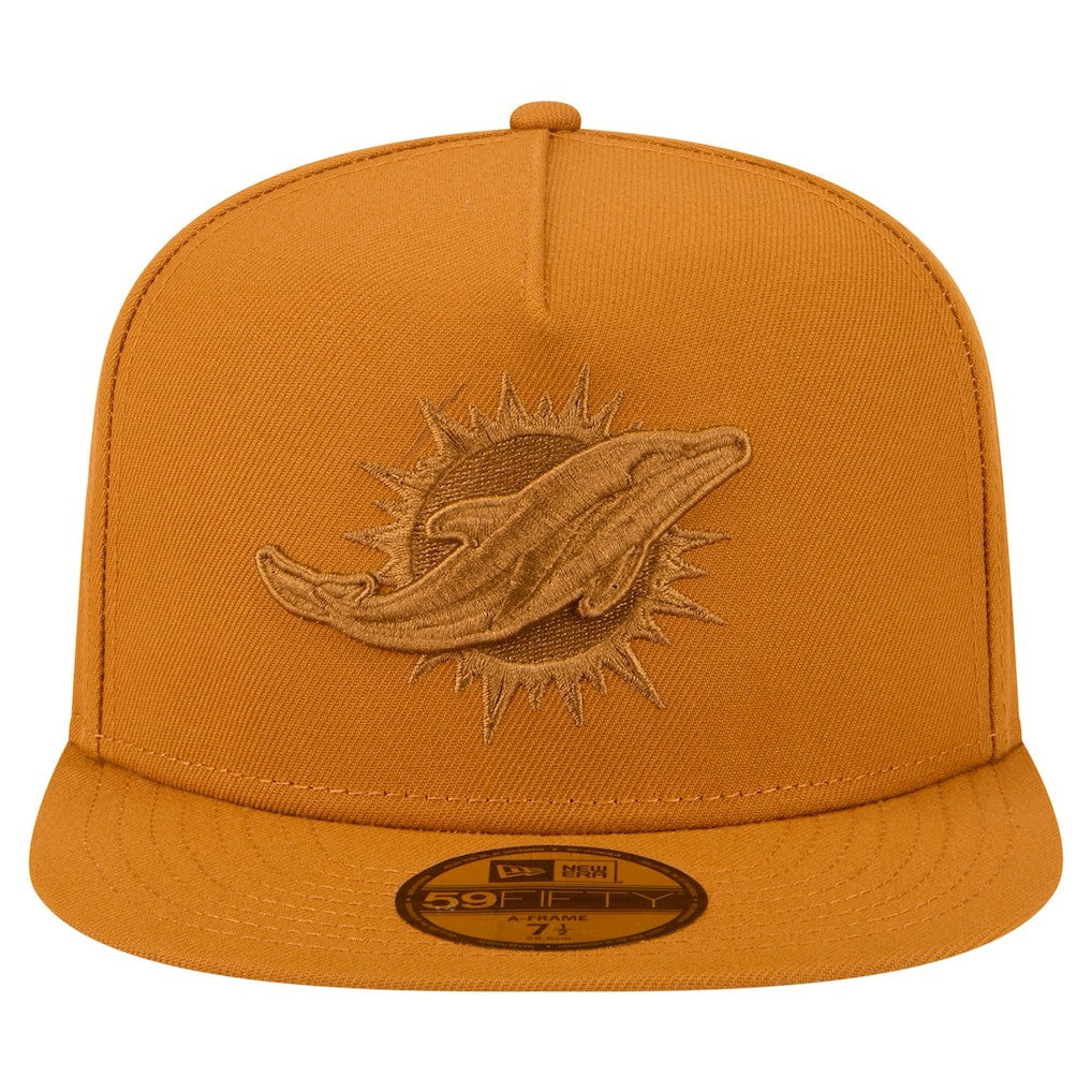 Miami Dolphins New Era Color Pack A-Frame 59FIFTY Fitted Hat - Brown cheap