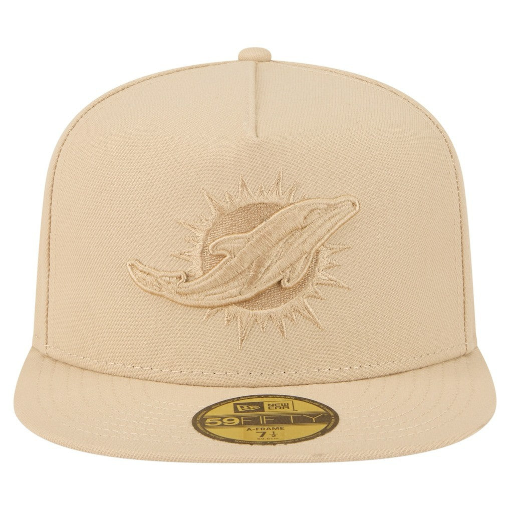 Miami Dolphins New Era Color Pack A-Frame 59FIFTY Fitted Hat - Light Beige discount