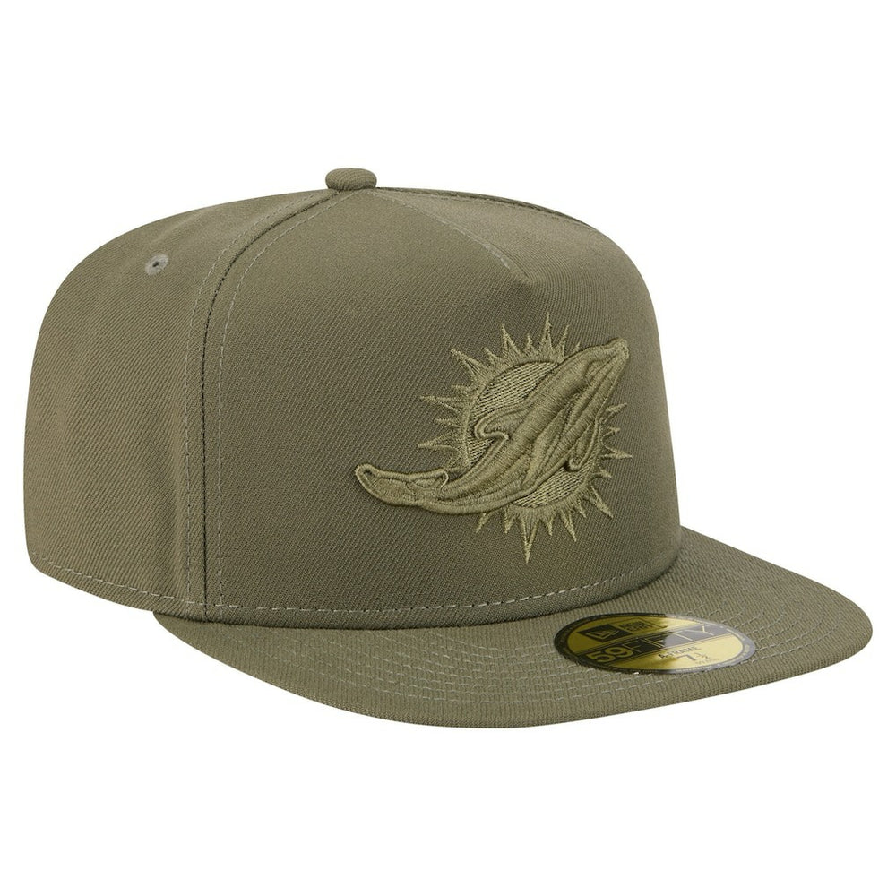Miami Dolphins New Era Color Pack A-Frame 59FIFTY Fitted Hat - Olive cheap