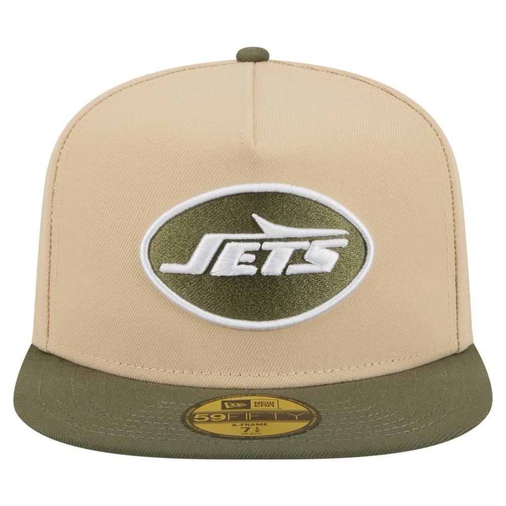 New York Jets New Era Color Pack A-Frame 59FIFTY Fitted Hat - Light Beige/Olive discount