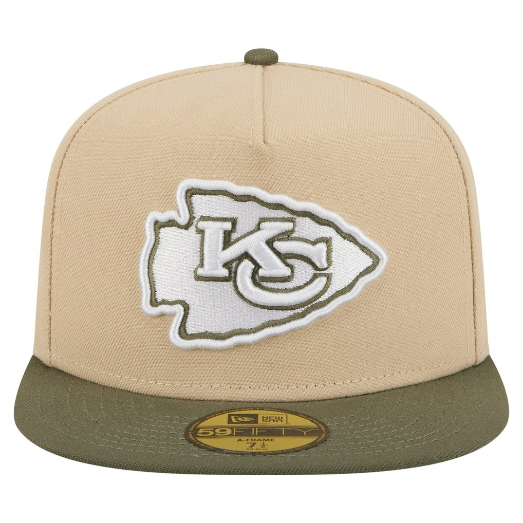 Kansas City Chiefs New Era Color Pack A-Frame 59FIFTY Fitted Hat - Light Beige/Olive sale