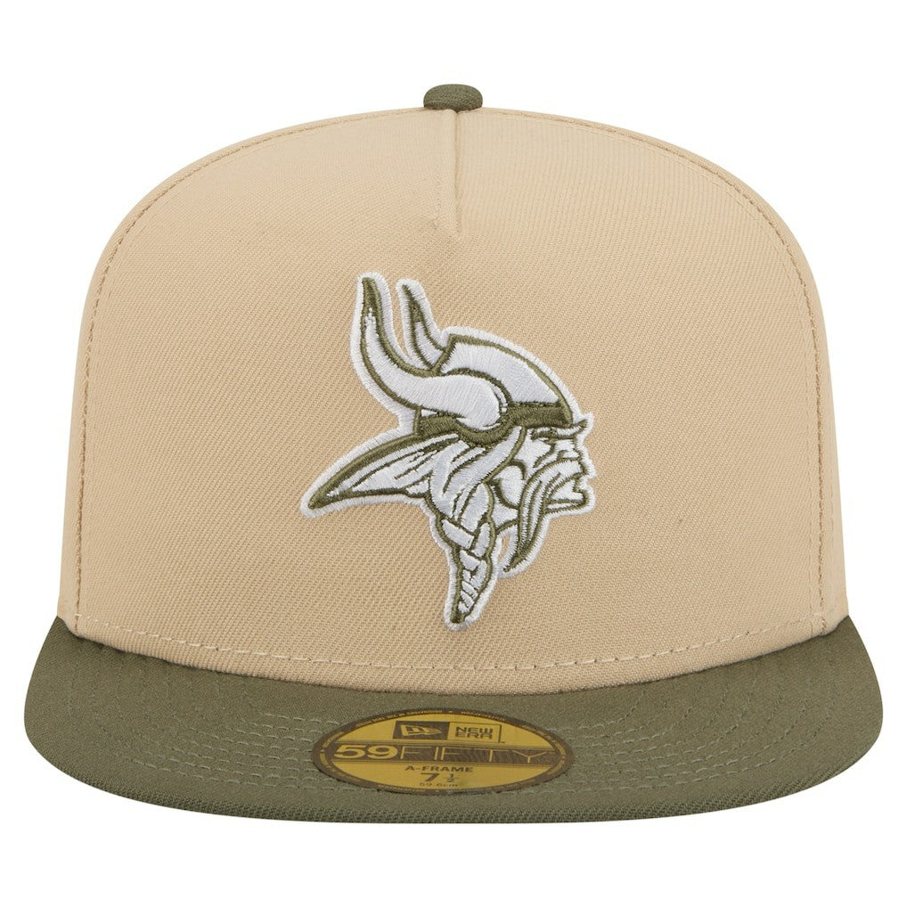Minnesota Vikings New Era Color Pack A-Frame 59FIFTY Fitted Hat - Light Beige/Olive outlet