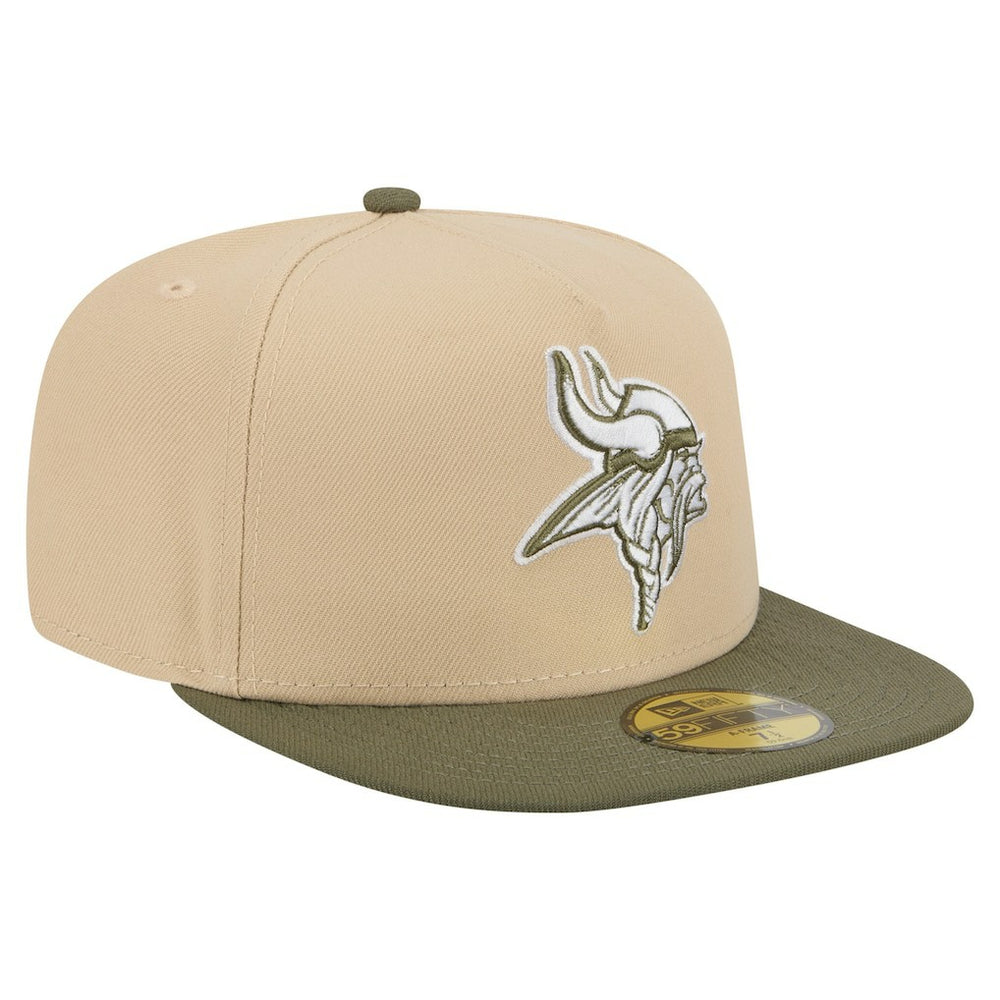 Minnesota Vikings New Era Color Pack A-Frame 59FIFTY Fitted Hat - Light Beige/Olive outlet