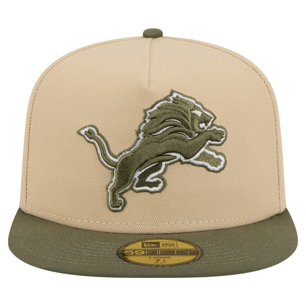 Detroit Lions New Era Color Pack A-Frame 59FIFTY Fitted Hat - Beige/Olive discount