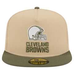 Cleveland Browns New Era Color Pack A-Frame 59FIFTY Fitted Hat - Beige/Olive sale
