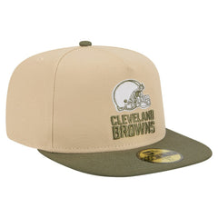 Cleveland Browns New Era Color Pack A-Frame 59FIFTY Fitted Hat - Beige/Olive sale