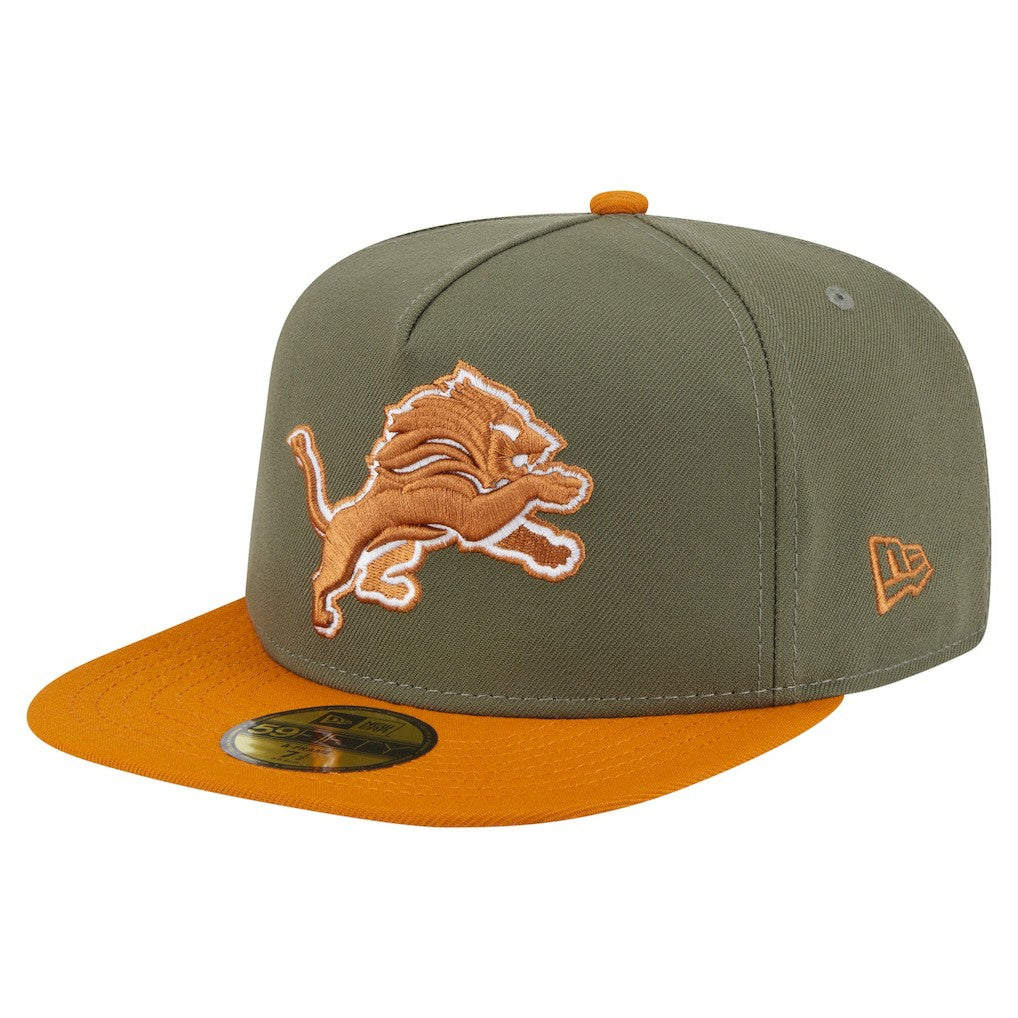 Detroit Lions New Era Color Pack A-Frame 59FIFTY Fitted Hat - Olive/Brown outlet