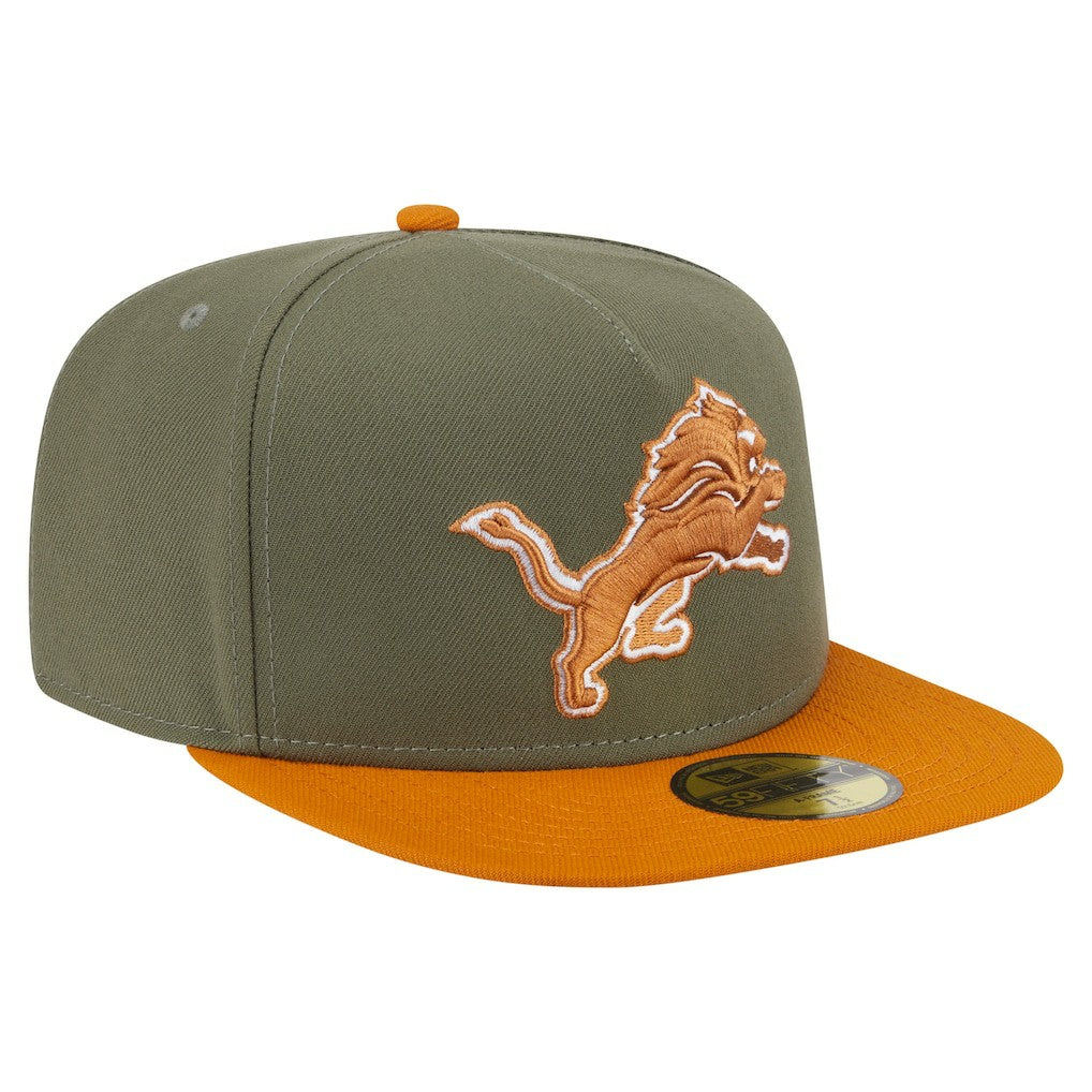 Detroit Lions New Era Color Pack A-Frame 59FIFTY Fitted Hat - Olive/Brown outlet