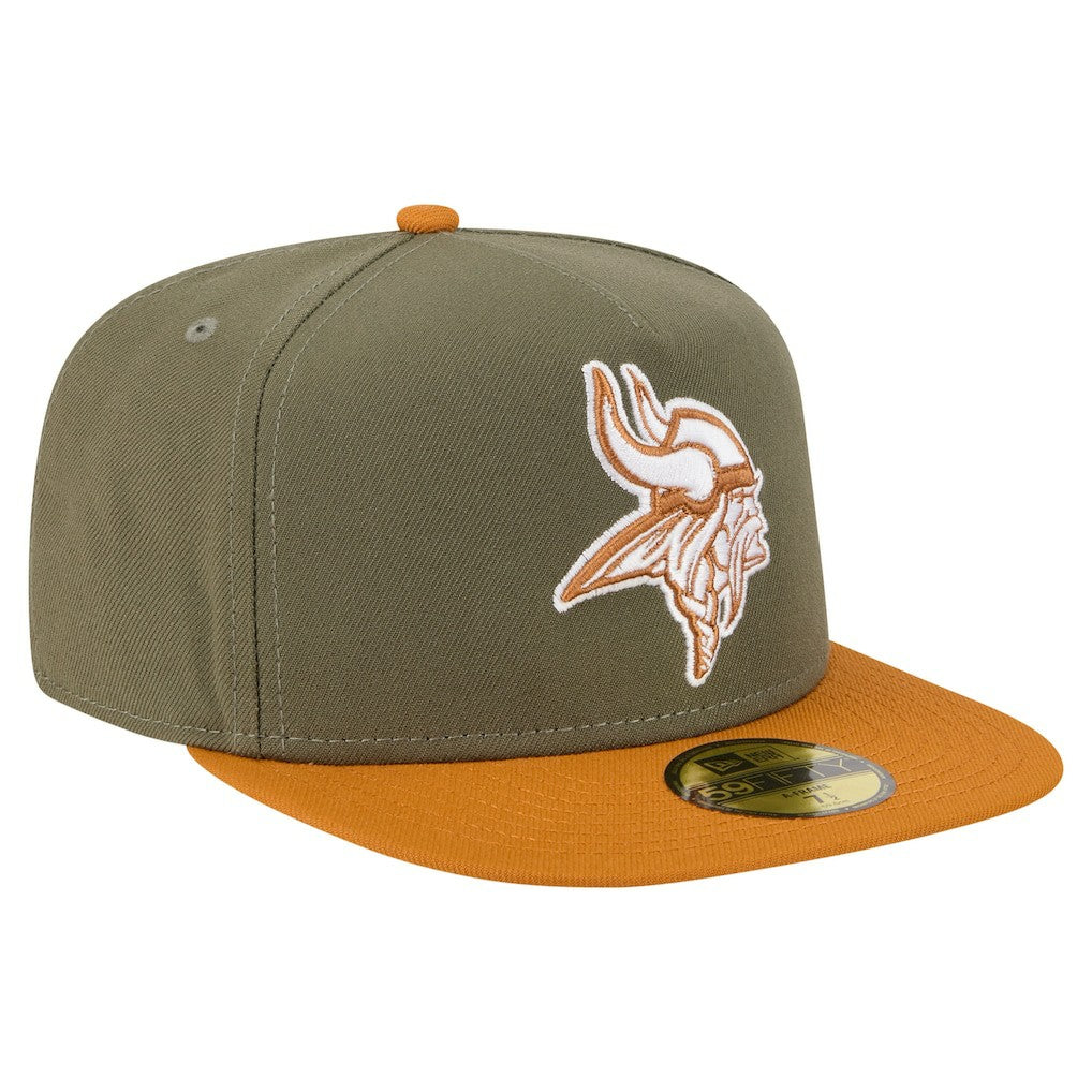 Minnesota Vikings New Era Color Pack A-Frame 59FIFTY Fitted Hat - Olive/Brown for sale