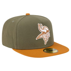 Minnesota Vikings New Era Color Pack A-Frame 59FIFTY Fitted Hat - Olive/Brown for sale