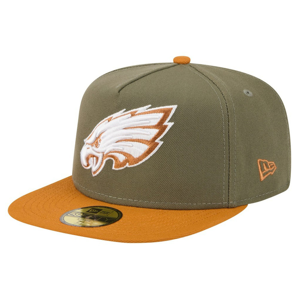Philadelphia Eagles New Era Color Pack A-Frame 59FIFTY Fitted Hat - Olive/Brown for sale