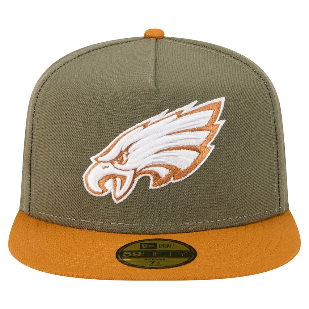 Philadelphia Eagles New Era Color Pack A-Frame 59FIFTY Fitted Hat - Olive/Brown for sale