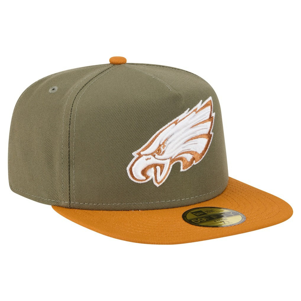 Philadelphia Eagles New Era Color Pack A-Frame 59FIFTY Fitted Hat - Olive/Brown for sale