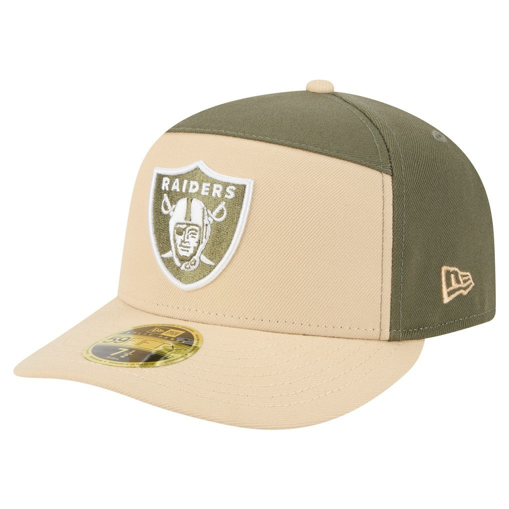 Las Vegas Raiders New Era Two-Tone Color Pack Split Panel 59FIFTY Fitted Hat - Light Beige/Olive cheap