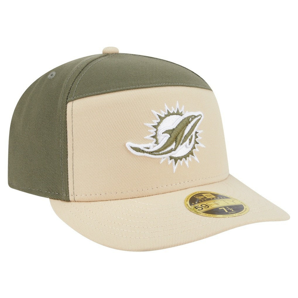 Miami Dolphins New Era Two-Tone Color Pack Split Panel 59FIFTY Fitted Hat - Light Beige/Olive discount