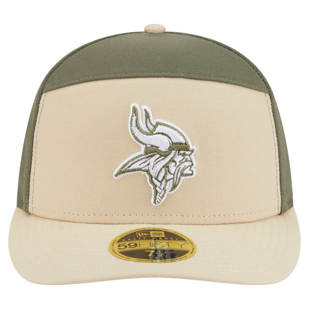 Minnesota Vikings New Era Two-Tone Color Pack Split Panel 59FIFTY Fitted Hat - Light Beige/Olive discount