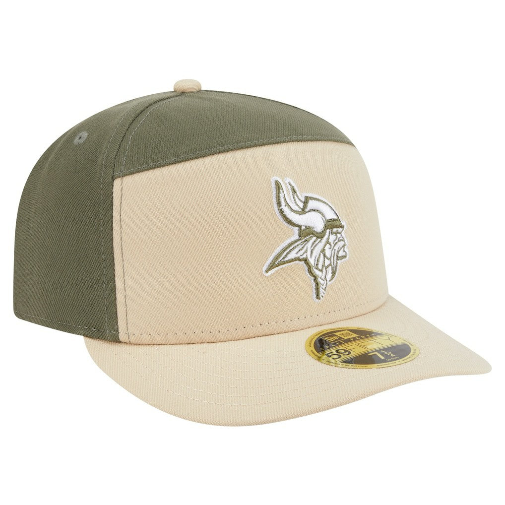 Minnesota Vikings New Era Two-Tone Color Pack Split Panel 59FIFTY Fitted Hat - Light Beige/Olive discount