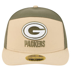 Green Bay Packers New Era Two-Tone Color Pack Split Panel 59FIFTY Fitted Hat - Light Beige/Olive for sale