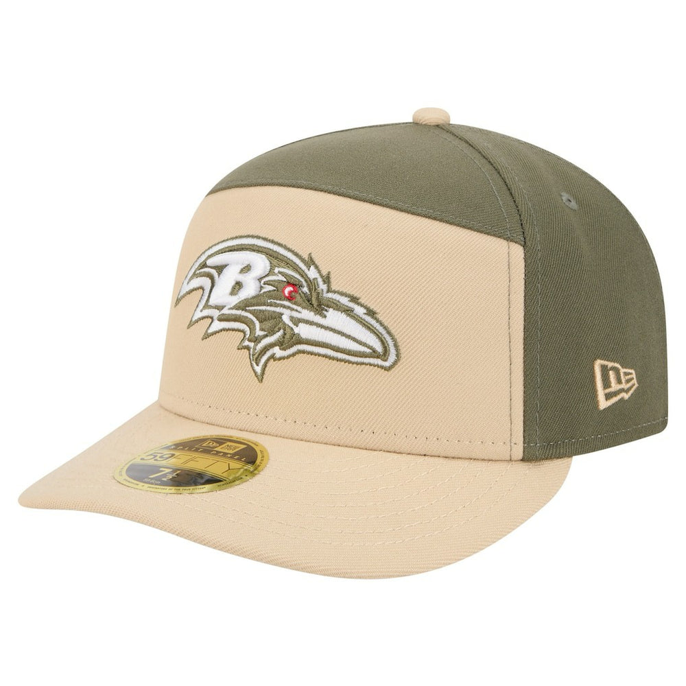Baltimore Ravens New Era Color Pack Split Panel 59FIFTY Fitted Hat - Light Beige/Olive for sale