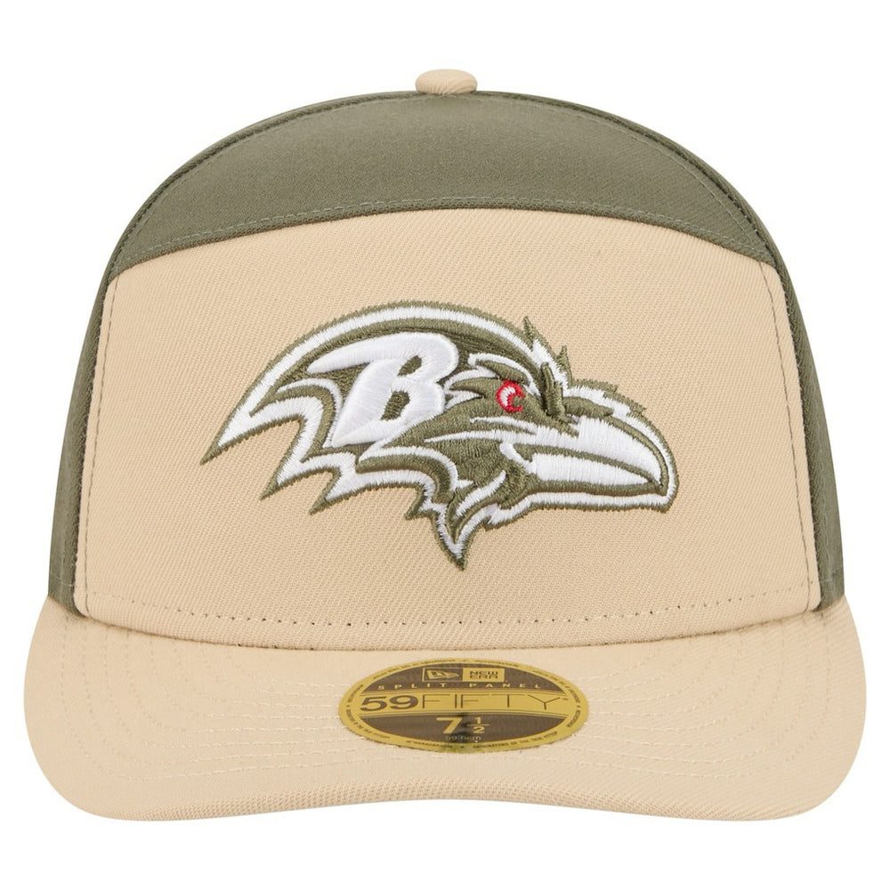 Baltimore Ravens New Era Color Pack Split Panel 59FIFTY Fitted Hat - Light Beige/Olive for sale
