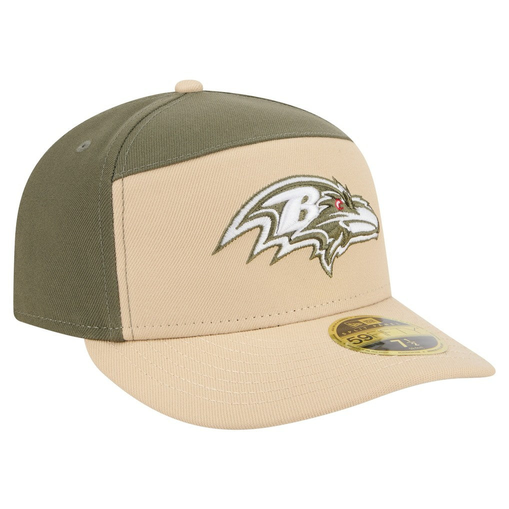 Baltimore Ravens New Era Color Pack Split Panel 59FIFTY Fitted Hat - Light Beige/Olive for sale