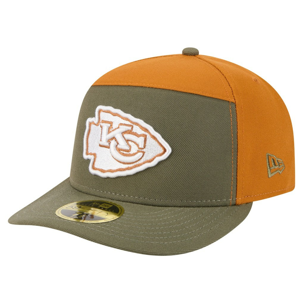 Kansas City Chiefs New Era Two-Tone Color Pack Split Panel 59FIFTY Fitted Hat - Olive/Brown on sale