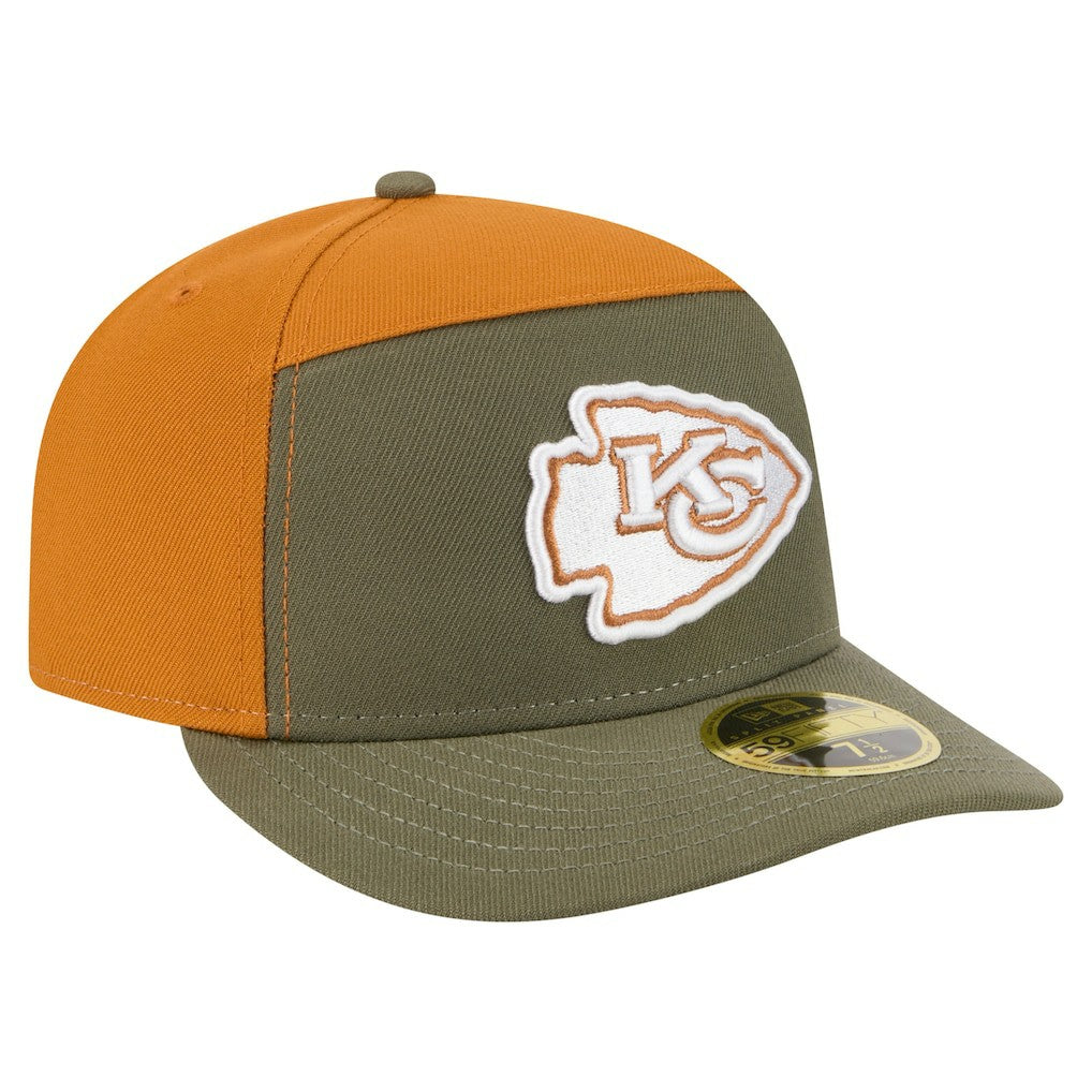 Kansas City Chiefs New Era Two-Tone Color Pack Split Panel 59FIFTY Fitted Hat - Olive/Brown on sale