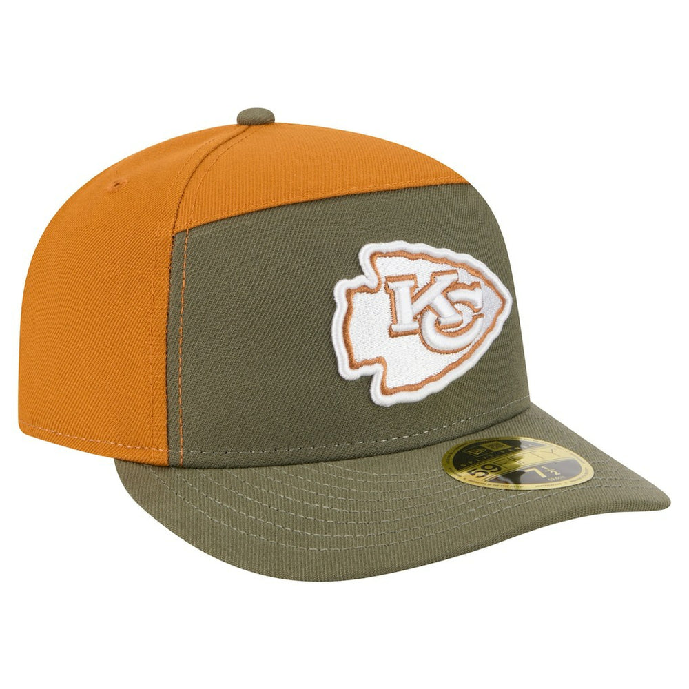 Kansas City Chiefs New Era Two-Tone Color Pack Split Panel 59FIFTY Fitted Hat - Olive/Brown on sale
