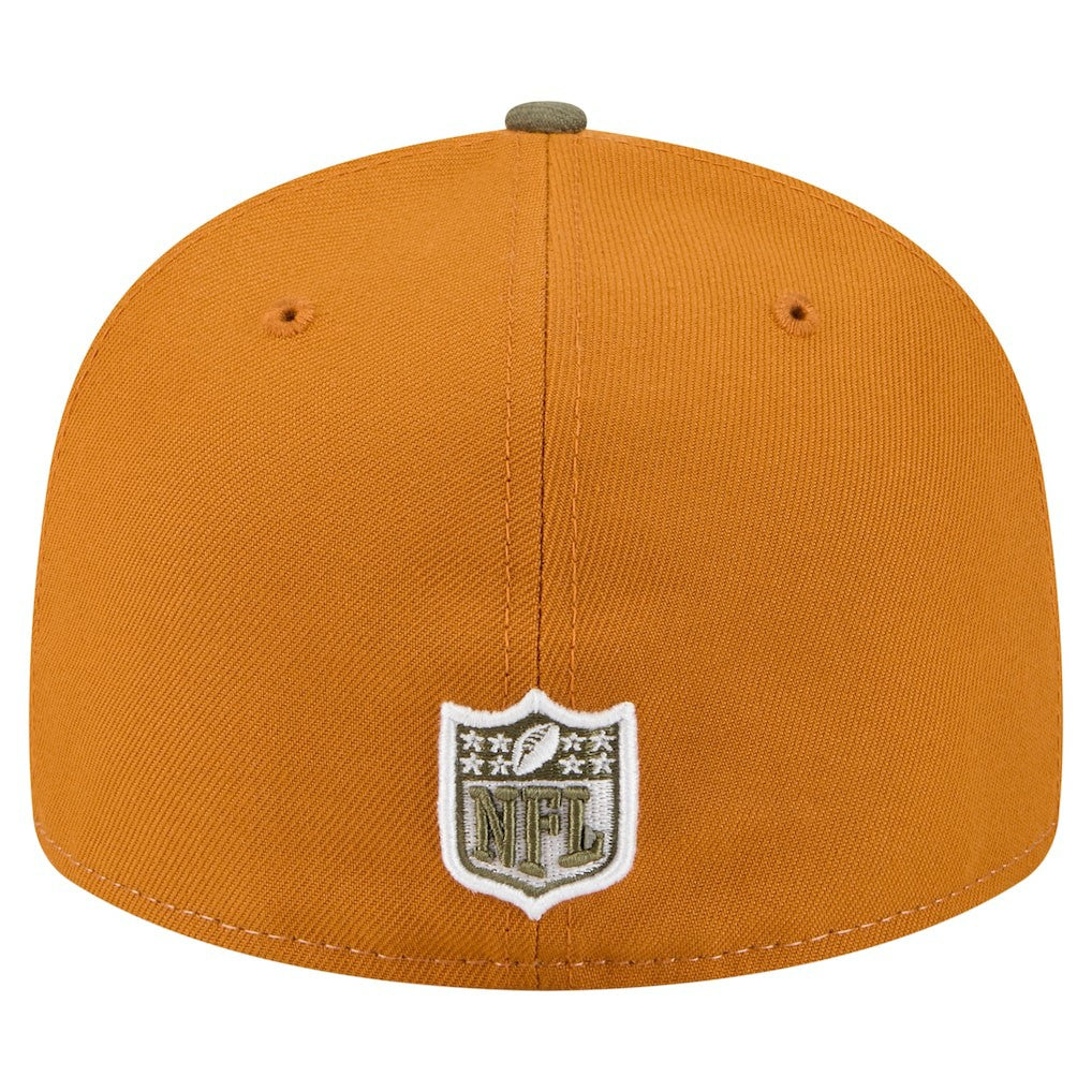Kansas City Chiefs New Era Two-Tone Color Pack Split Panel 59FIFTY Fitted Hat - Olive/Brown on sale