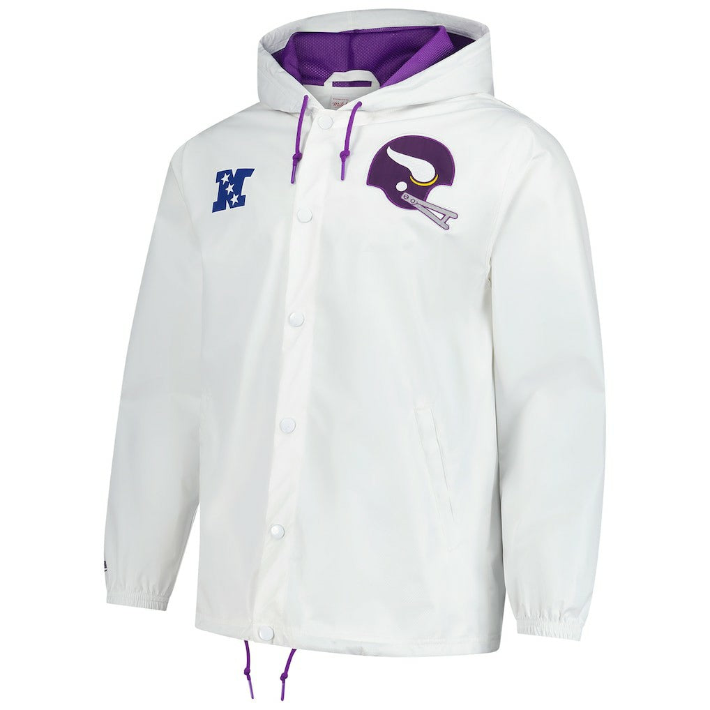 Minnesota Vikings Vintage Logo Coaches Full-Snap Hoodie Jacket - White discount