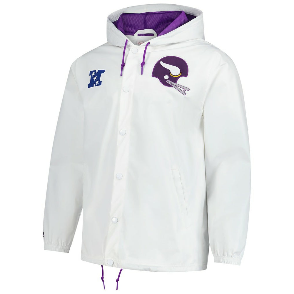 Minnesota Vikings Vintage Logo Coaches Full-Snap Hoodie Jacket - White discount