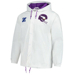 Minnesota Vikings Vintage Logo Coaches Full-Snap Hoodie Jacket - White discount