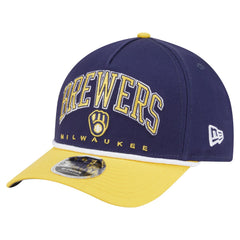 Milwaukee Brewers Arch 9FORTY A-Frame M-Crown Adjustable Hat - Navy/Gold | New Era