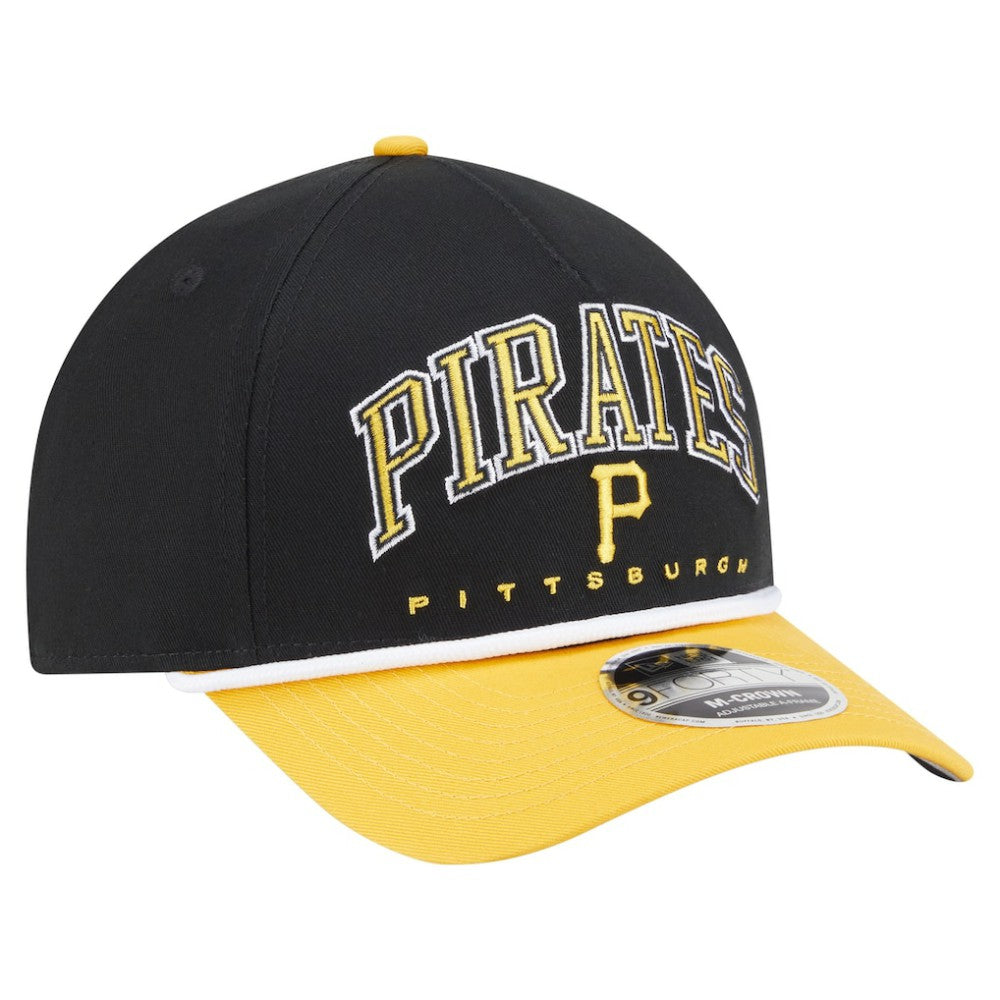 Pittsburgh Pirates Arch 9FORTY A-Frame M-Crown Adjustable Hat - Black/Gold | New Era