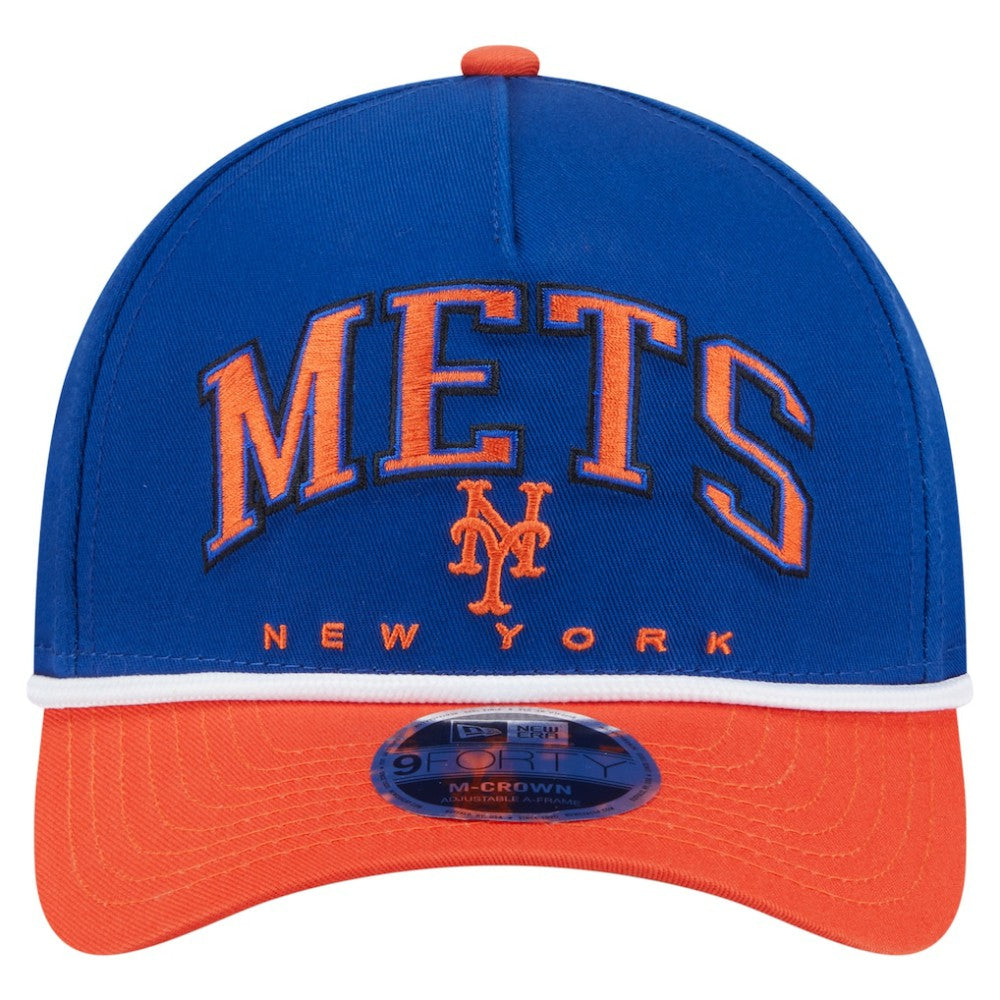 New York Mets Arch 9FORTY A-Frame M-Crown Adjustable Hat - Royal/Orange | New Era