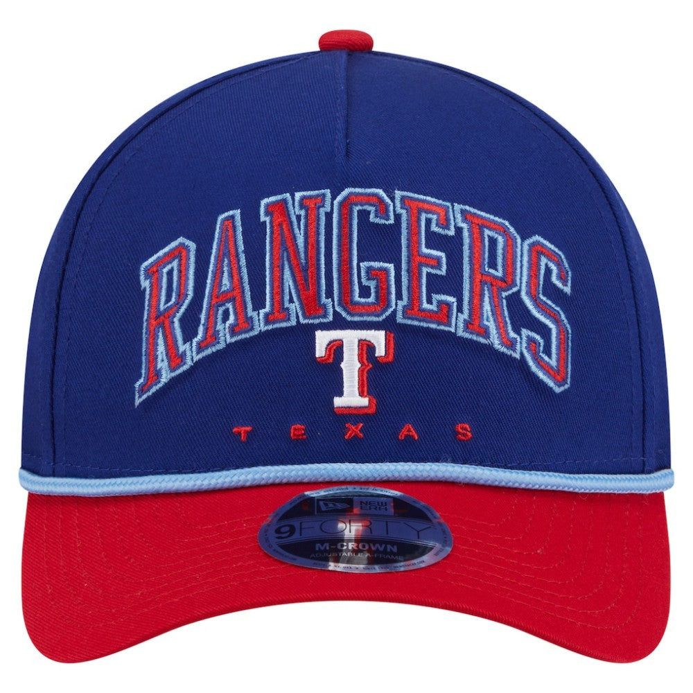 Texas Rangers Arch 9FORTY A-Frame M-Crown Adjustable Hat - Royal/Red | New Era