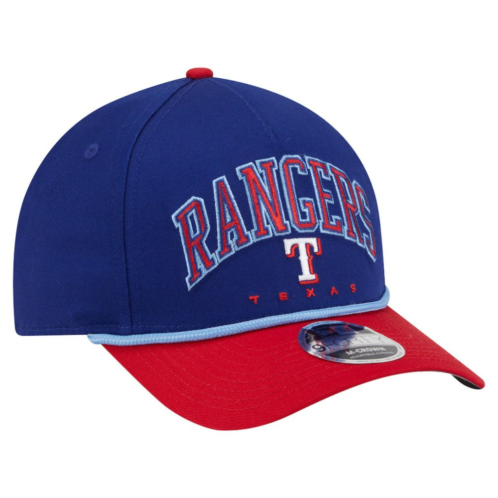 Texas Rangers Arch 9FORTY A-Frame M-Crown Adjustable Hat - Royal/Red | New Era
