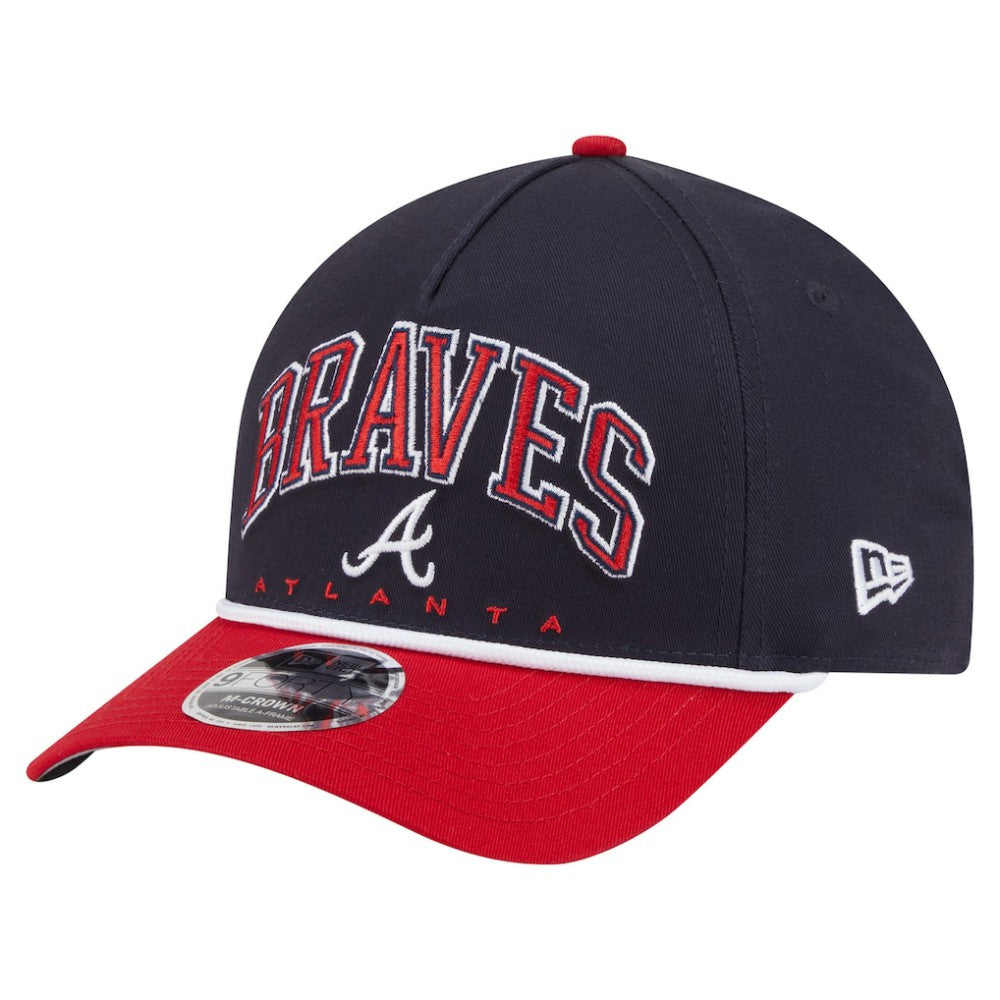 Atlanta Braves Arch 9FORTY A-Frame M-Crown Adjustable Hat - Navy/Red | New Era