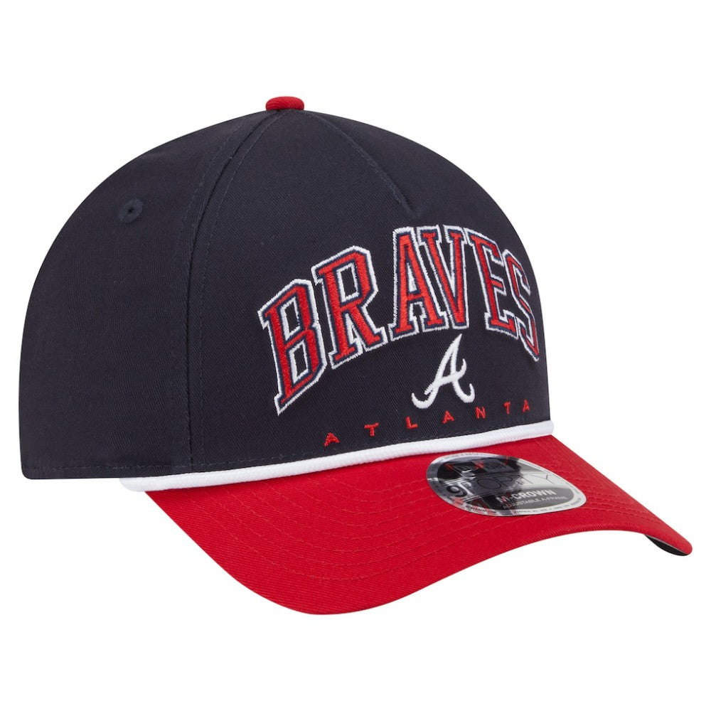 Atlanta Braves Arch 9FORTY A-Frame M-Crown Adjustable Hat - Navy/Red | New Era