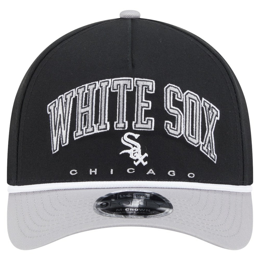 Chicago White Sox Arch 9FORTY A-Frame M-Crown Adjustable Hat - Black/Gray | New Era