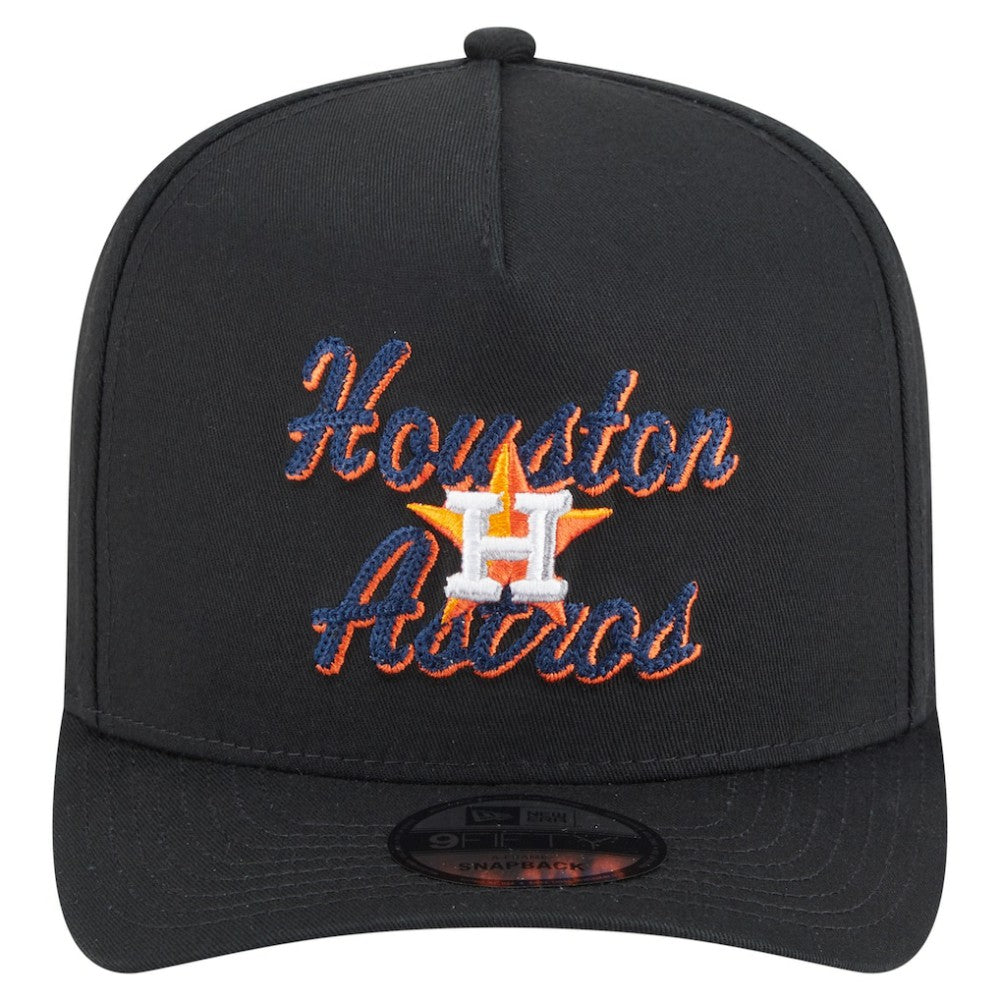 Houston Astros Chainstitch 9FIFTY A-Frame Snapback Hat - Black | New Era