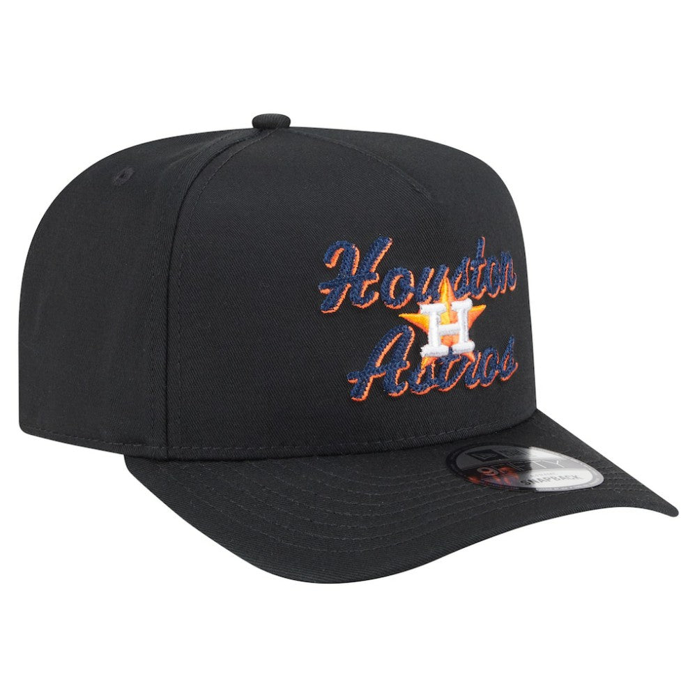 Houston Astros Chainstitch 9FIFTY A-Frame Snapback Hat - Black | New Era