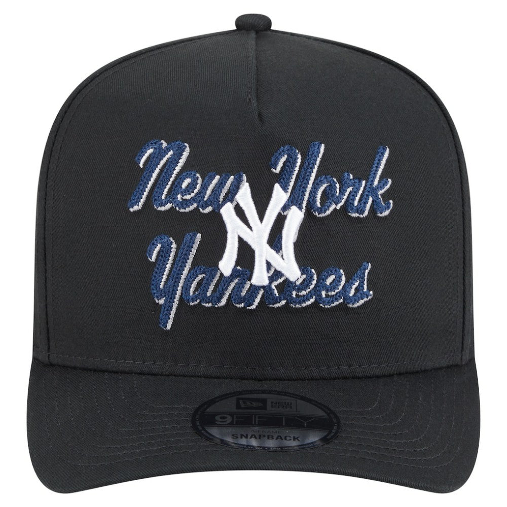 New York Yankees Chainstitch 9FIFTY A-Frame Snapback Hat - Black | New Era