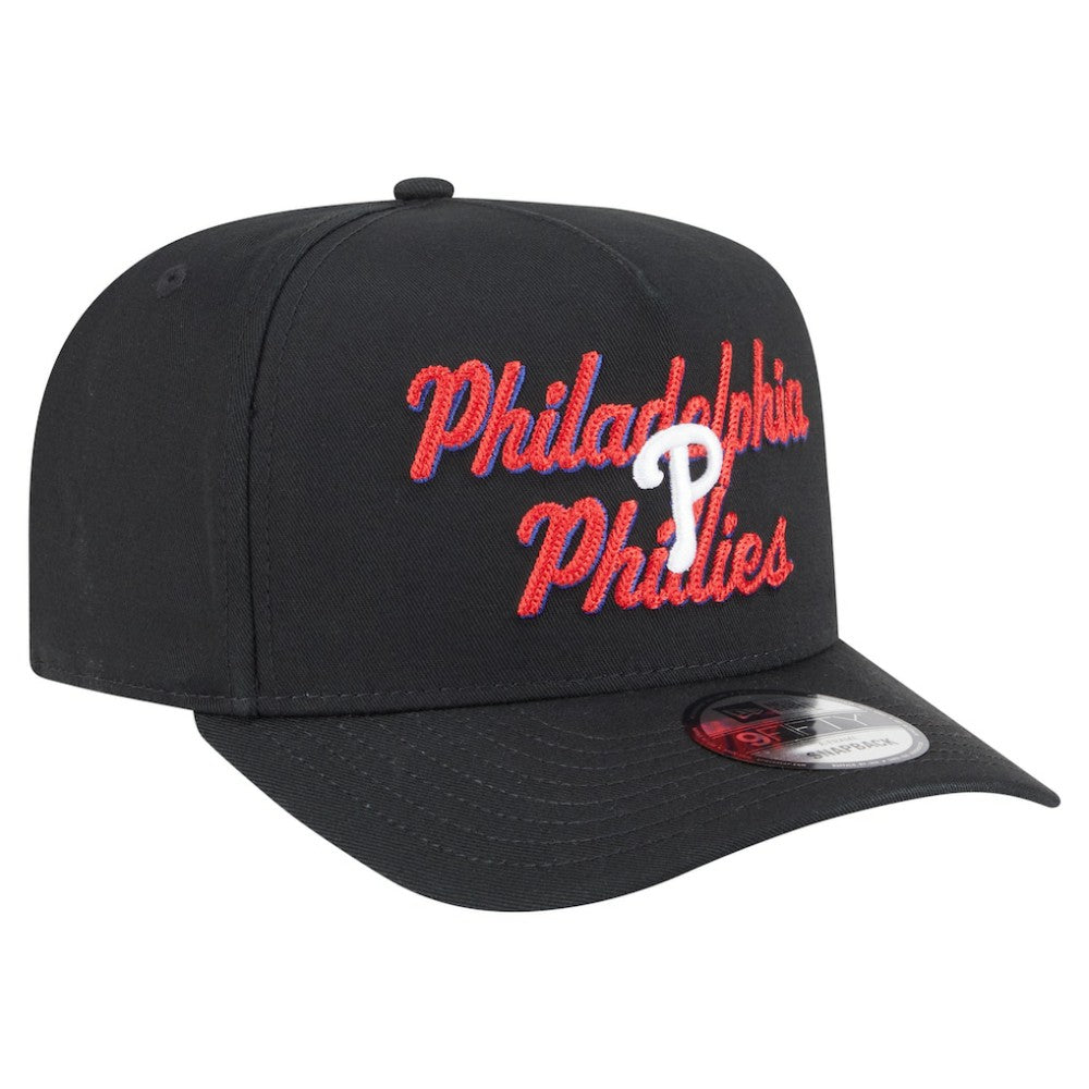 Philadelphia Phillies Chainstitch 9FIFTY A-Frame Snapback Hat - Black | New Era