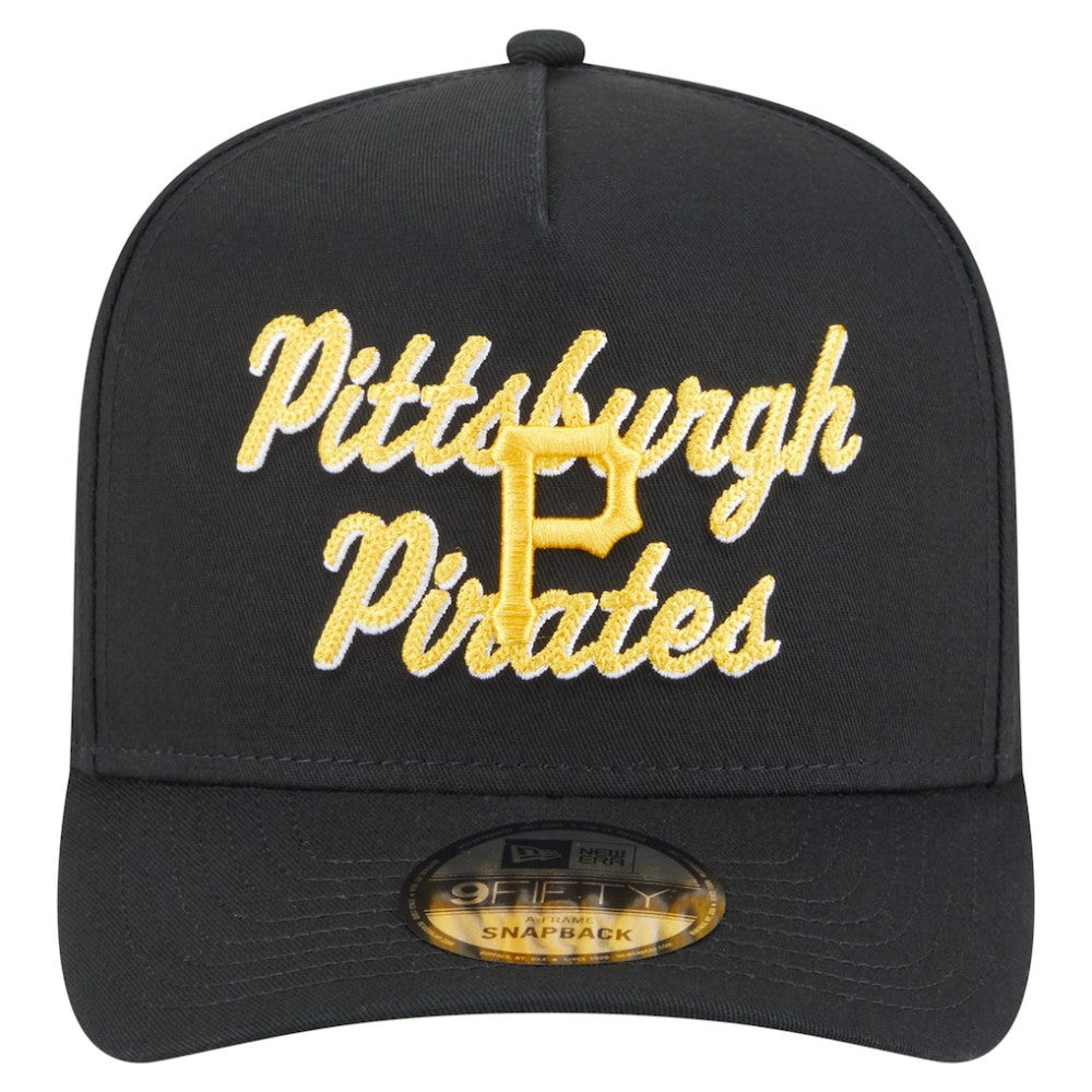 Pittsburgh Pirates Chainstitch 9FIFTY A-Frame Snapback Hat - Black | New Era